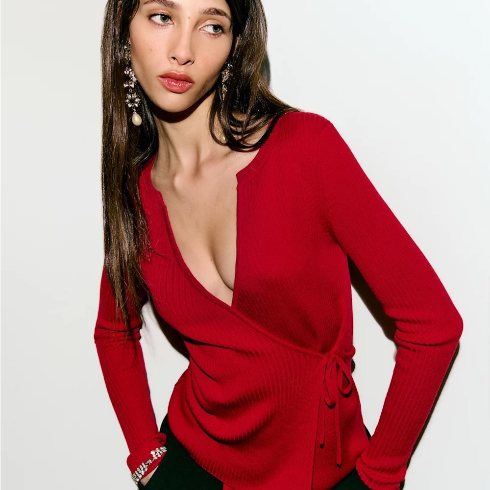 Caroline Regenerative Merino Wrap Sweater Blouse Shirt